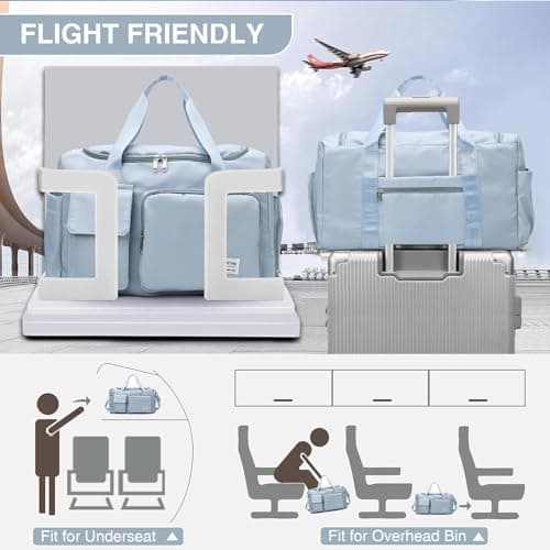 Sky Blue Women's Gym & Travel Duffle Bag - Carry On Weekender with Shoe Compartment — view 4