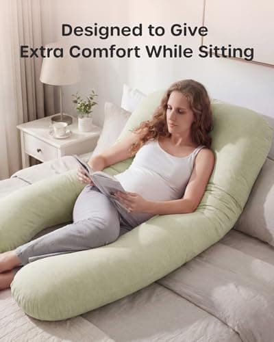 Nuliie Pregnancy Pillow for Sleeping, U Shaped (Cooling Light Green) — view 3