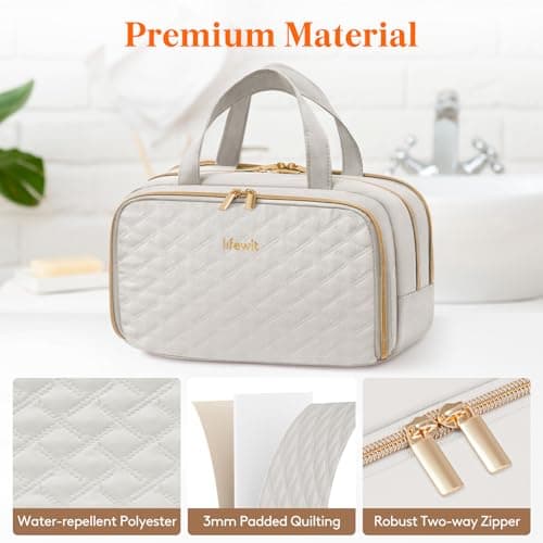 Lifewit Toiletry Bag for Women, Travel Wash Bag, Grey, Medium — view 6