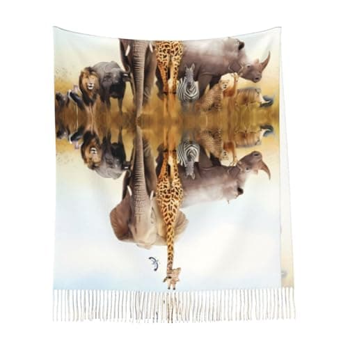 LGHHGY Animal Safari Print Tassel Scarf for Women â€“ Fall & Winter Fashion Fringed Shawl, Perfect for Travel and Casual Wear — view 6