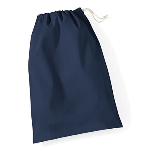 WW Cotton Drawstring Storage Bags For Travel, Clothes, Washing & Laundry In Multiple Sizes (Navy, Medium (1 x BAG))