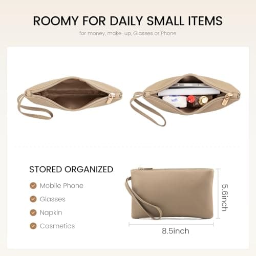 LOVEVOOK Laptop Bags for Women, 15.6 inch Handbags Tote Bags with Compartments, PU Leather Shoulder Work Bag Ladies Handbags with Purse for College Office Business Shopping, Sandy — view 6