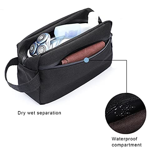 Toiletry Bag for Men, Etercycle Portable Travel Wash Bag, Waterproof Toiletries Cosmetic Organizer Bag, Gym Shaving Shower Bathroom Bag, Dopp Kit Make Up Bag with Handle (Black) — view 4