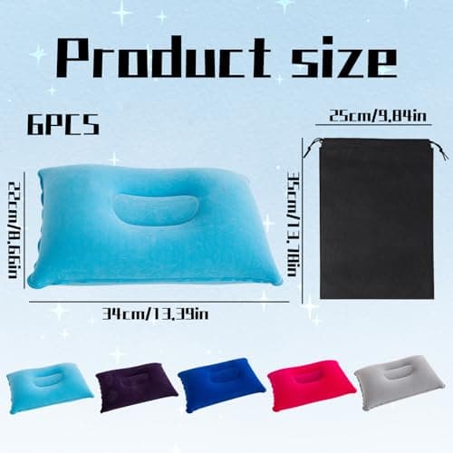 SKJAXF 5 Pack Inflatable Pillows for Adults with 1 Black Storage Bag, Camping Pillow Compact Light Water Resistant, 34x22 cm Blow Up Pillow for Travel, Camping, Beach, and Outdoor Activities — view 2