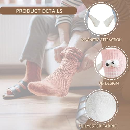 3 Pairs Magnetic Socks That Hold Hands Set, 3D Doll Funny Socks Couple Gifts, Bright Colors and Eye Catching Designs, Funny Gifts for Friends Family or Couples (Purple Pink Blue) — view 4