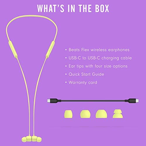 Beats Flex Wireless Earphones – Apple W1 Headphone Chip, Magnetic Earbuds, Class 1 Bluetooth, 12 Hours of Listening Time, Built-in Microphone - Yuzu Yellow — view 6