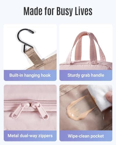 LIGHT FLIGHT Hanging Toiletry Bag for Women, Travel Wash Bag — view 3