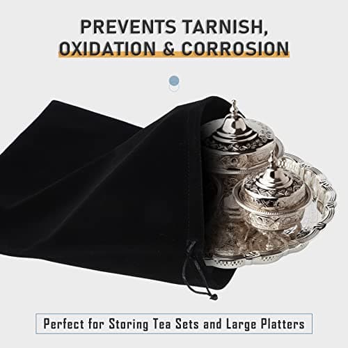 10 Pcs Silver Storage Bags, 9 x 11.8 Inch Anti Tarnish Storage Bag Fabric Cloth Bags for Silver Jewelry Silverware Protection Flatware Silverplate Tarnish Cleaning — view 3
