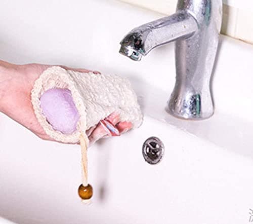 2 PCS Sisal Soap Bag, Soap Saver Bag, Exfoliating Soap Bags, for Exfoliation, Foaming, Drying Soaps, Shower Bath, Travel(Off-White 9 * 14cm) — view 6