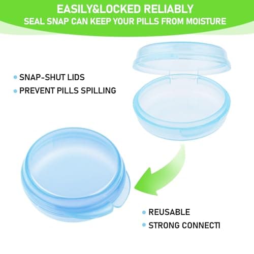 ElevateTech Small Pill Box, 3 Pack Daily Pill Case Mini Pill Organizer Travel Pill Container Medicines Storage Box(Blue, Green, Orange) — view 3