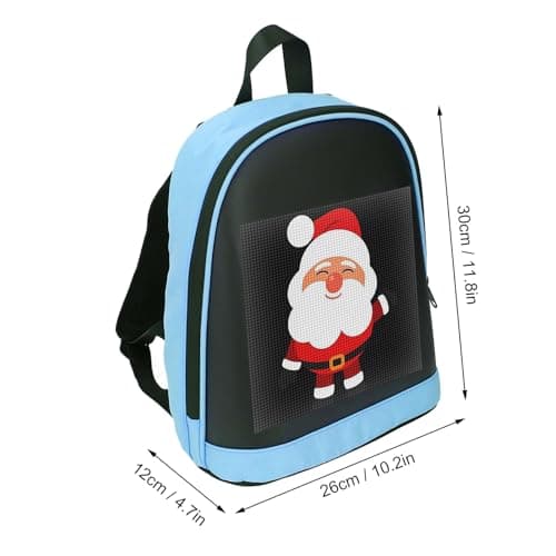 YWBL-WH Programmable LED Backpack, Full Color 64x64 Display App Controlled Storage Bag for Festivals Travel PU Polyester Cotton 1 Pack — view 3