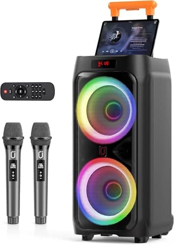 JYX Karaoke Machine with 2 Wireless Microphones, 500W Big Bluetooth Speaker