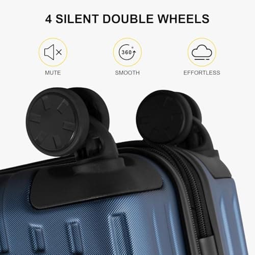 LEVEL8 Cabin Suitcase 20-Inch Carry on Luggage, ABS+PC Hardshell Spinner Trolley with Laptop Compartment, TSA, 4 Wheels for Airplane for Women Men, Blue — view 4