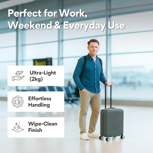 WORLD EXPLORER Dark Grey Cabin Suitcase 45x35x20cm, 30L ABS Shell, 4 Wheels — view 5