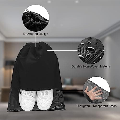 GAOHAN 10 Pcs Travel Shoe Bag,Shoe Bags,Non-Woven Shoes Storage Bags,Black — view 3