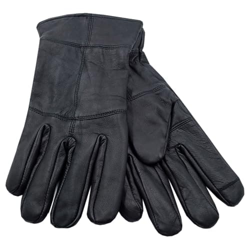 Touchscreen Thermal Leather Gloves Waterproof Winter Gloves (Black, S/M)