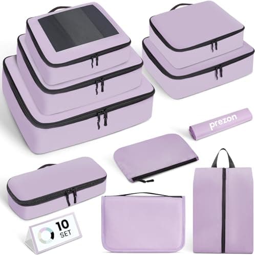 Prezon Packing Cubes for Suitcase 10 Set, Lightweight Luggage Packing Organizers Packing Cubes for Travel Accessories - Purple