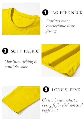 SMENG Men's Warm Winter Long Sleeve Base Layer, 100% Cotton Heavyweight Top, Cozy Insulating Undershirt for Autumn Yellow XXL — view 5