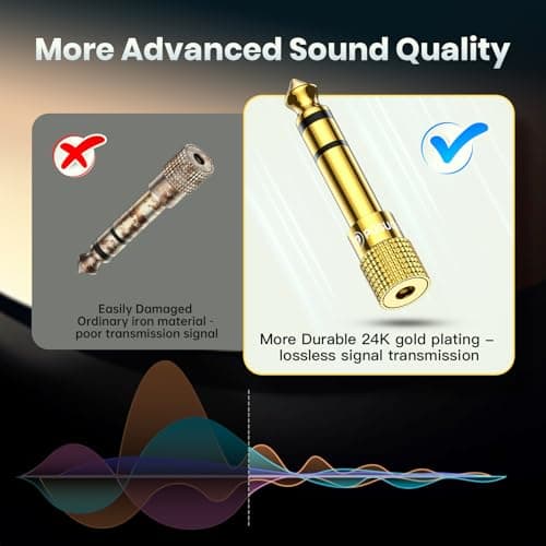 POSUGEAR Headphone Adapter (5 Pack), 3.5mm Female to 6.35mm Male Audio Jack, Gold Plated Stereo Plug Adaptor for Digital Devices — view 6