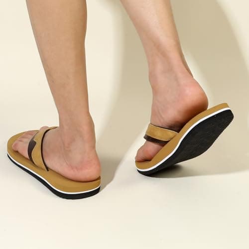 HAOLIRA Flip Flops Men Arch Support Summer Beach Travel Orthotic Walking Thong Sandals Non Slip Lightweight Comfortable Outdoor Pool Shoes UK Size 8-13 (04 Dark brown/Khaki 46/US 12) — view 6