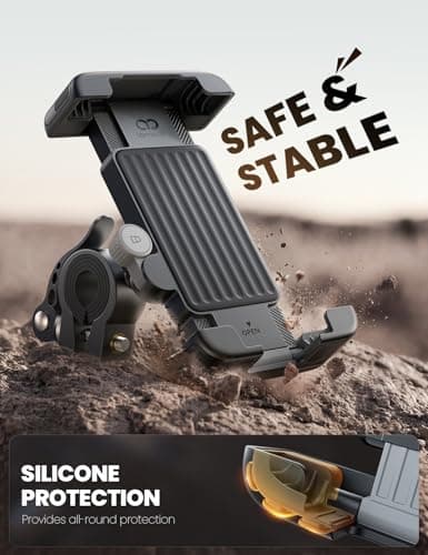 Lamicall Foldable Bike Phone Holder Bicycle - 【Quick Release Clamp】 Motorbike Phone Holder, Universal Motorcycle Handlebar Mount for iPhone 17 Pro Max 16 15 14 13, Samsung S25 Ultra, All Phones — view 6