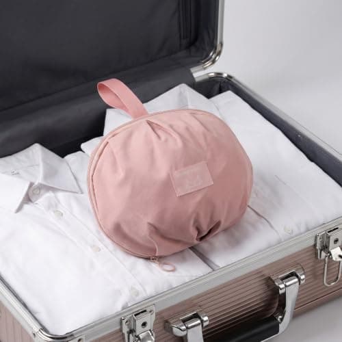 LIGIGWASH Underwear Packing Bag Pink Polyester with Ball-shaped Space-saving Design, Multi-compartment Organizer for Panties, Socks, and Bras, Smooth Silent Zipper, Stable Stacking, — view 6