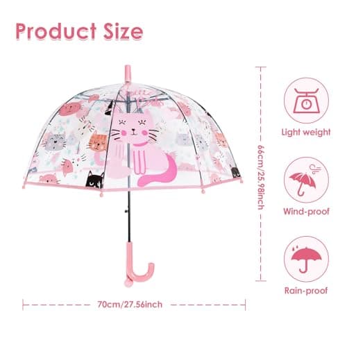 Decalsweet Kids Bubble Umbrella Clear Dome, Opening Stick Umbrella Cat — view 2