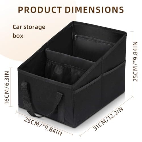 DHSWNNG Car Organiser, Boot Storage Organiser 31x25x25cm Foldable Multi-Compartment Car Caddy Organisers With Handle Cars Seat Organisers Backseat Storage Box — view 2