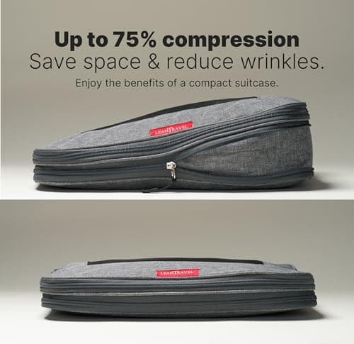 LeanTravel Compression Packing Cubes Luggage Organizers (3) Set Grey — view 2
