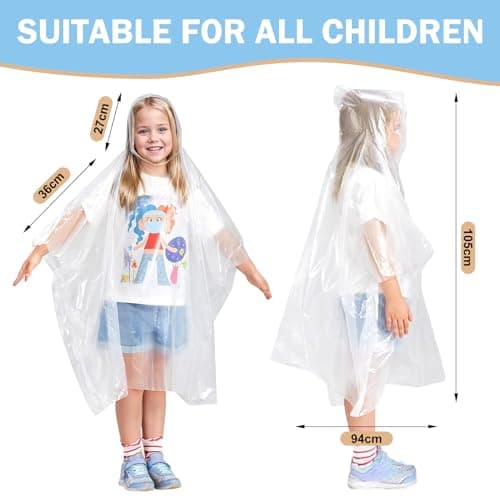 ALBOYI Disposable Rain Ponchos 10 Pack (5 Kids + 5 Adults), Waterproof Disposable Poncho Lightweight Emergency Raincoats for Family Outdoor Activities, Hiking, Camping, Travel - Unisex Rainwear — view 3