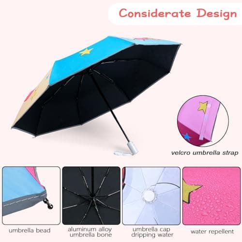 Unicorn Kids Folding Umbrella, Windproof Automatic Travel Umbrella for Girl — view 4