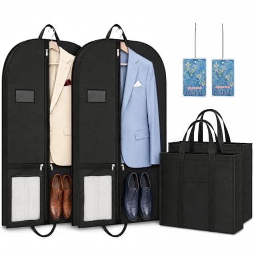 43 Inch Suit Bag, 2 Pack Foldable Garment Bags for Travel and Storage