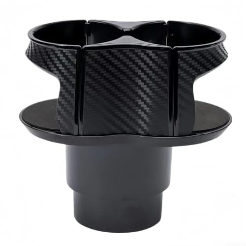2-in-1 Car Cup Holder Expander with Adjustable Base 64-95mm, Dual Drink Adapter with Anti-Slip Clamps for Travel Mugs, Carbon Fibre Finish Beverage Stand