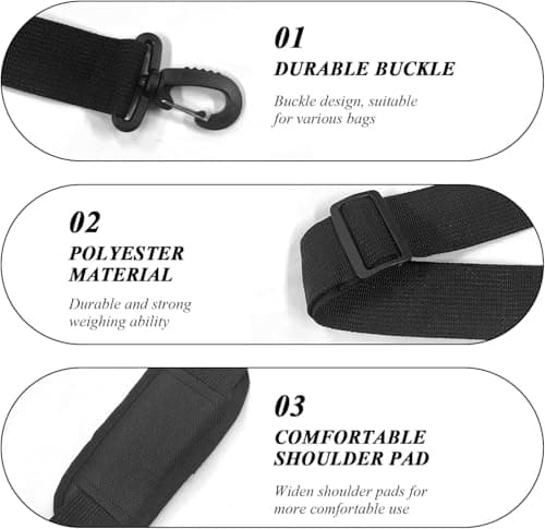 JFGDVW Bag Straps, Adjustable Replacement Padded Shoulder Bag Strap, Universal Cross Body Bag Straps, For Luggage, Laptop Bags,Messenger Briefcases, Handbags, And Sports Gear (Black) — view 5