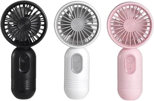 Mini Portable Fan 3 Pack, Cute Handheld Battery Operated Lightweight Small Personal Fans with 3 Speeds and USB Rechargeable Fan for Stylish Girl Kids Women Men Office Outdoor Travel Camping (A)