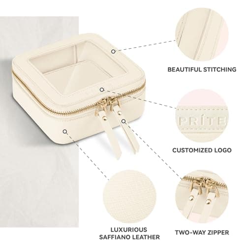 Prite Clear Makeup Bag Cosmetic Case Travel Toiletry Bag, Beige, Mini — view 4