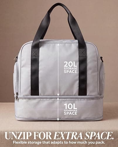 LUGG Duffle & Toiletry Bag Set – Waterproof Travel Bags for Men & Women – Lightweight, Durable 230D Twill Fabric – Fits EasyJet Cabin Size – Expandable Design – Stylish & Spacious Storage- Silver — view 5