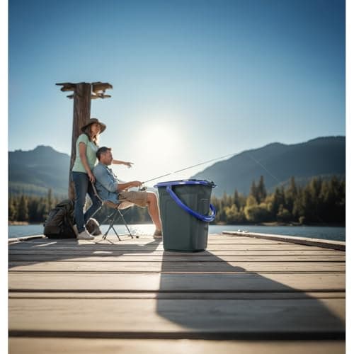 Green Blue GB320 Portable Toilet 19L Mobile Bucket Travel Lightweight Toilet For Hiking Campfire Grill Fishing Festivals Use (Black/Navy Blue) — view 2