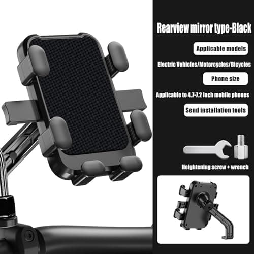 JINGDA Motorcycle Phone Mount for Vespa GTV,Vespa GTS (300cc HPE, Super 300cc HPE), Shockproof, Motorbike Phone Holder, Bike Phone Holder, E-Scooter Bicycle Handlebar Cradle,Rearviewmirrorstyle — view 2