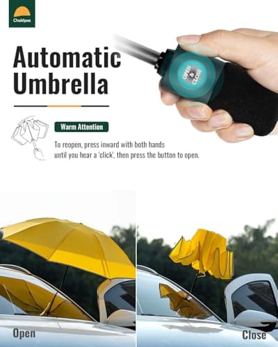 Chakipee Umbrella Windproof Strong Compact Automatic Umbrellas - Umbrella for Men and Women, Portable Folding Umbrella for Travel with Reflective Stripes - Fits Car & Backpack for Wind and Rain — view 4