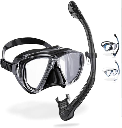 Cressi Big Eyes+Alpha Ultra Dry Combo Black/Black - Combo Set Mask + Snorkel UD for Diving and Snorkelling, Black/Black, One Size, Adults