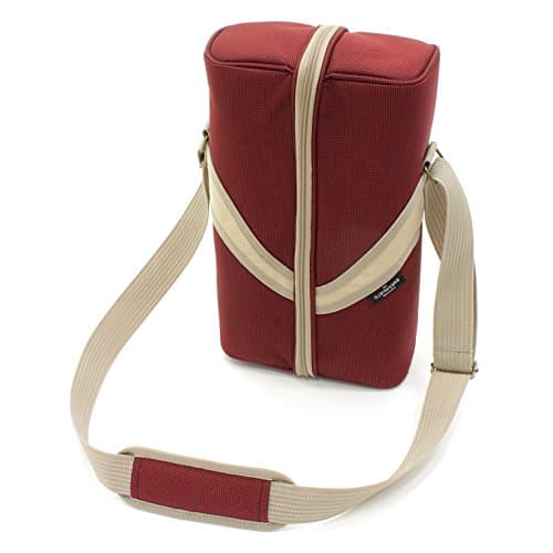 2 Person Deluxe Insulated Wine Cooler Bag for Picnic, Camping and Beach with 2x Polycarbonate Wine Glasses in Mulberry Red — view 4