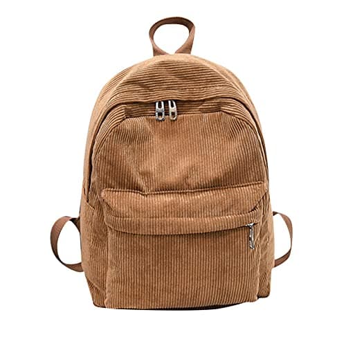 Corduroy School Bag for Boys Girls Small Backpacks for Women Causal Travel Work Hiking Laptop School Bags for Teenage Girls Lightweight Rucksack Bookbag
