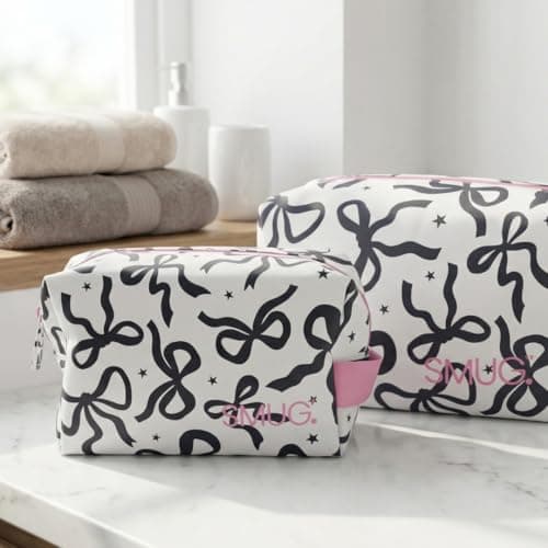 SMUG Toiletry Bag | Waterproof Travel Toiletry Bag for Gym, Shower, Shaving, Cosmetics & Makeup | Small Washbag for Men & Women | Stylish, Spacious & Easy to Clean | Bows — view 2