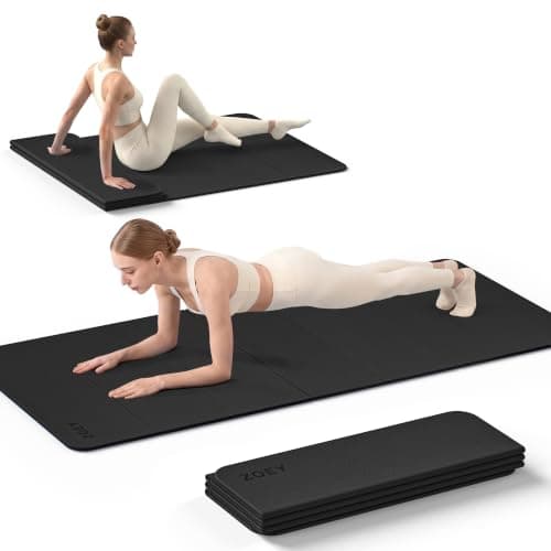 ZOEY 7-Fold Foldable Yoga & Exercise Mat, Extra-Wide 189x80cm XL Lightweight Non-Slip TPE Workout Mat for Yoga Pilates, Portable for Travel Camping Home Gym Floor, Dusty Black