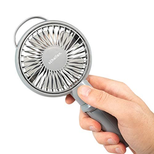 Schallen Rechargeable Battery USB Electric Handheld Portable Travel and Tripod Desk Table Small Mini Air Cooling Fan (Grey) — view 2