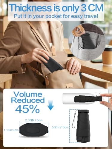 Mini Travel Umbrella for Sun Protection, SPF 50+ Compact UV Umbrella — view 5