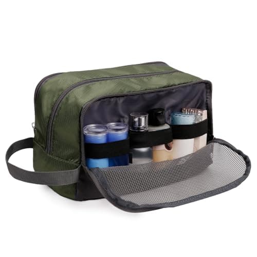 WANDF Toiletry Bag Water-Resistant Nylon Travel Wash Bag Lightweight Dopp Kit for Men and Women (A-Army Green) — view 4