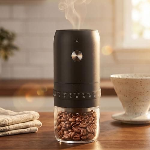 Electric Conical Burr Coffee Grinder – Portable Rechargeable Coffee Bean Grinder with Multi-Adjustable Settings – USB-C Charging, High Precision & Compact for Espresso to French Press — view 5