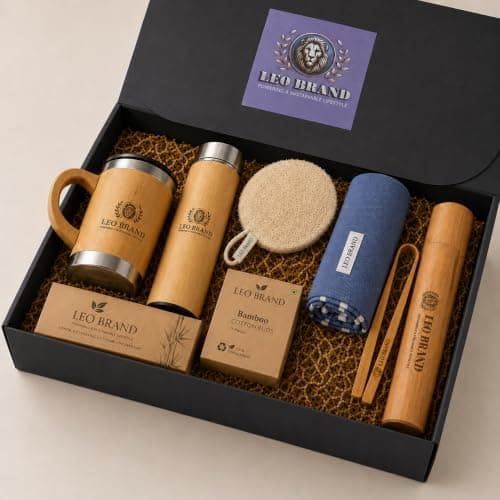 Leo Brand Eco Gym & Fitness Essentials Gift Box | Premium Bamboo Sports & Wellness Gift Set | Sustainable Travel & Personal Care Kit | Eco Friendly Fitness Gift — view 3